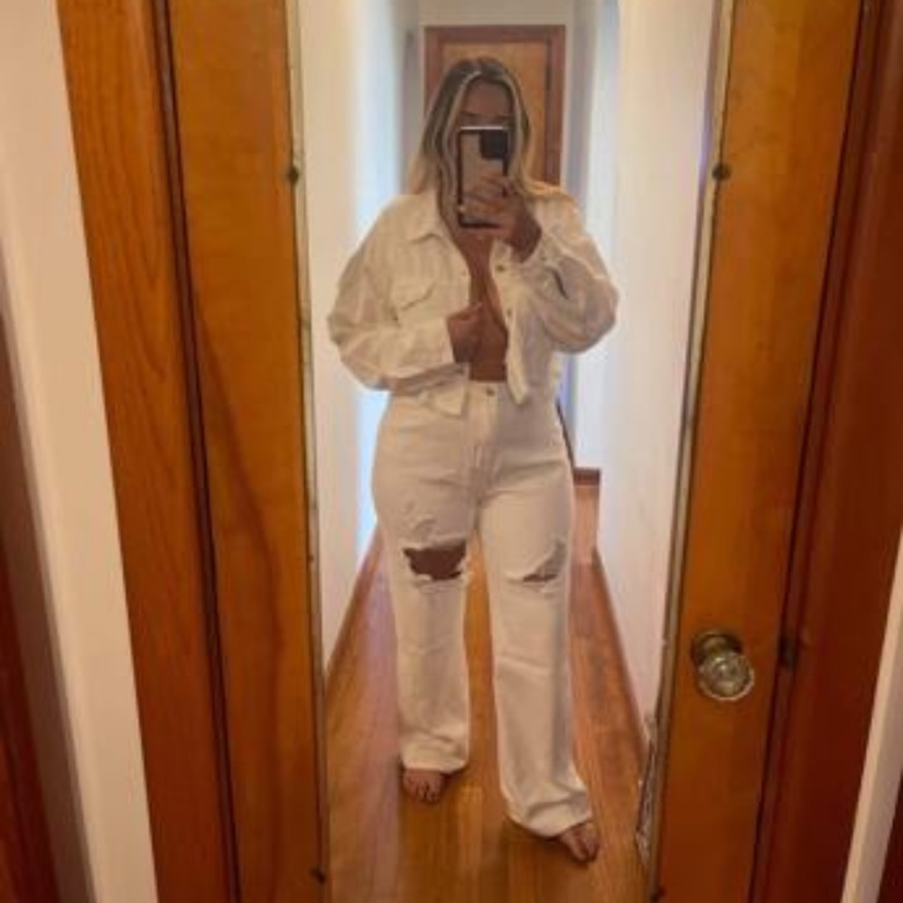 White Ripped Baggy Mom Jeans